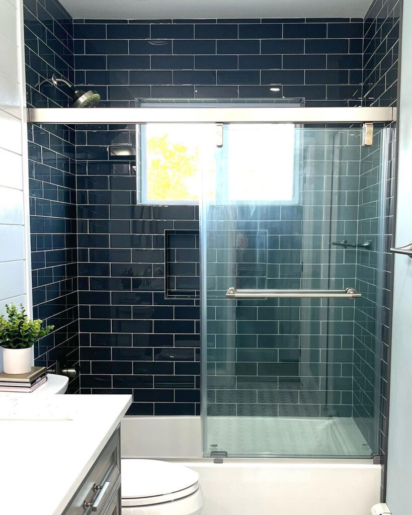 Hauppauge bathroom renovation after shot with subway tile